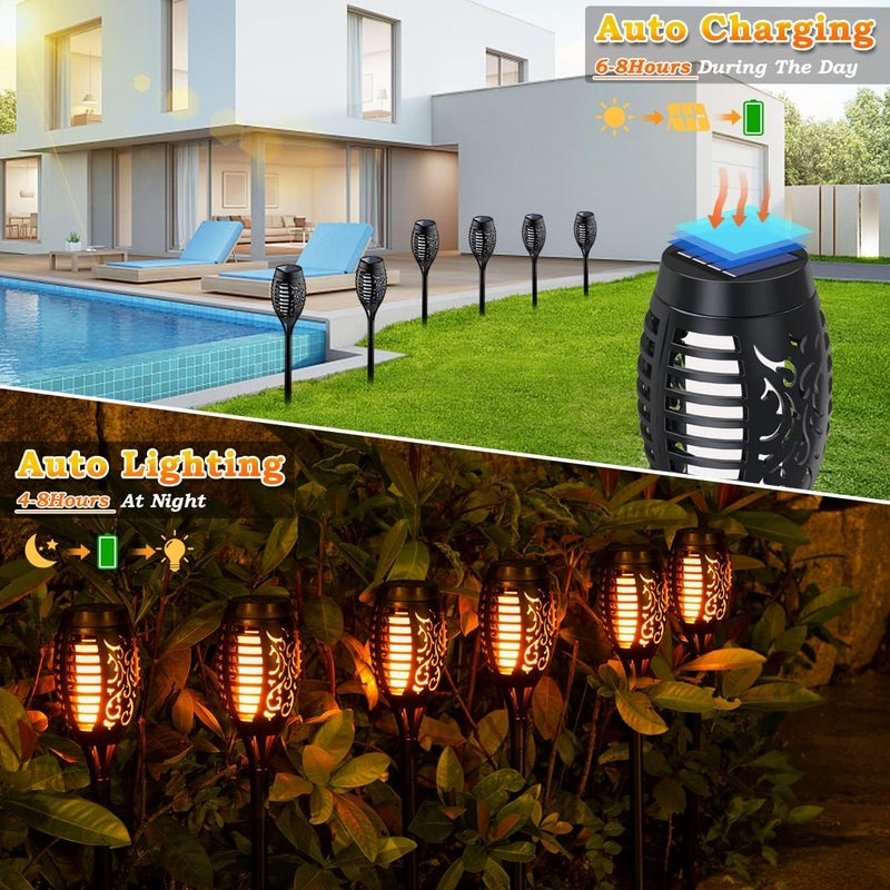 MIUSIKIT 16Pack Outdoor Solar Lights for Yard, Solar Flame Lights for Outdoor Decorations, Pathway Light Outside Waterproof, Luces Solares para Exteriores for Outside Porch Path Lighting Decor Art - Image 4